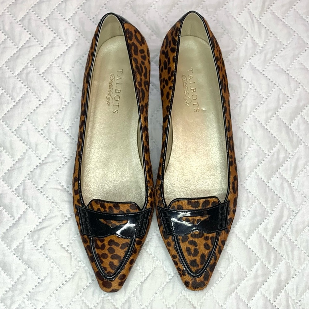 Talbots leopard print calf hair pointy toe flats, 7.5 - Picture 3 of 8